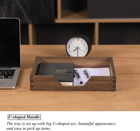 Wood Letter-Size Tray for Office Desktop Organizer - Wooden Front-Load Documents Tray for Mail, Paper, File, Magazine, Pen,Notebook Storage Paper Holder Trays Dark(DGTU-DK) by DDYURI