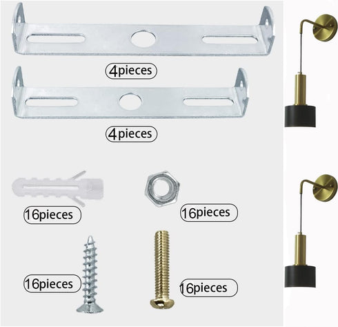DVECUE 8Pieces Light Fixture Mounting Bracket Crossbar Kit for Ceiling Pendant Wall Light Sconce Mounting Plate
