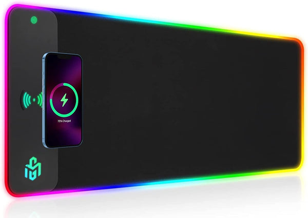 GIM Wireless Charging RGB Gaming Mouse Pad, 15W, LED Mouse Mat 800x300x4MM, Extra Large Non-Slip Rubber Base