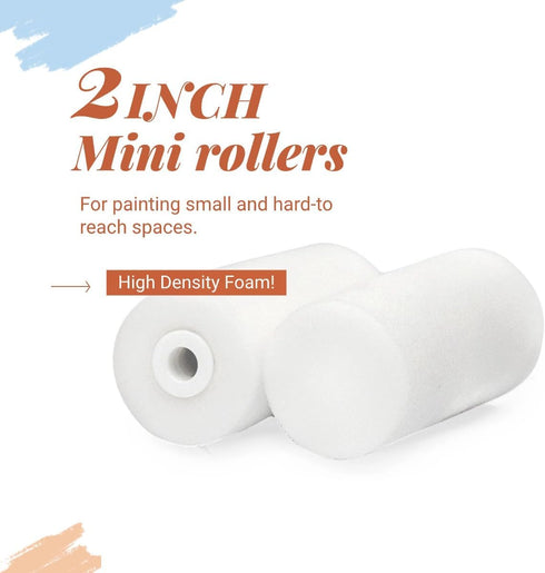 Small Paint Roller, 2 Inch Foam Paint Roller, Mini Touch Up Roller for Hard-to-Reach Spaces (Covers 2INCH)