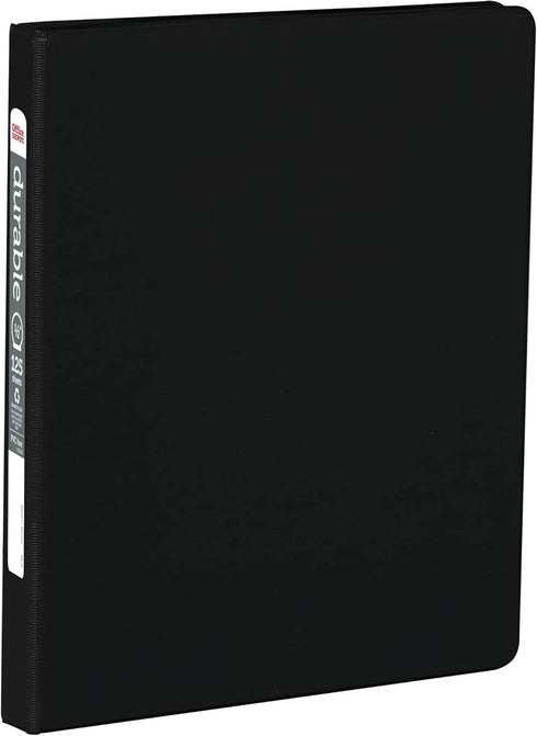 OfficeMax Durable Round Ring Binders, 1/2", Black