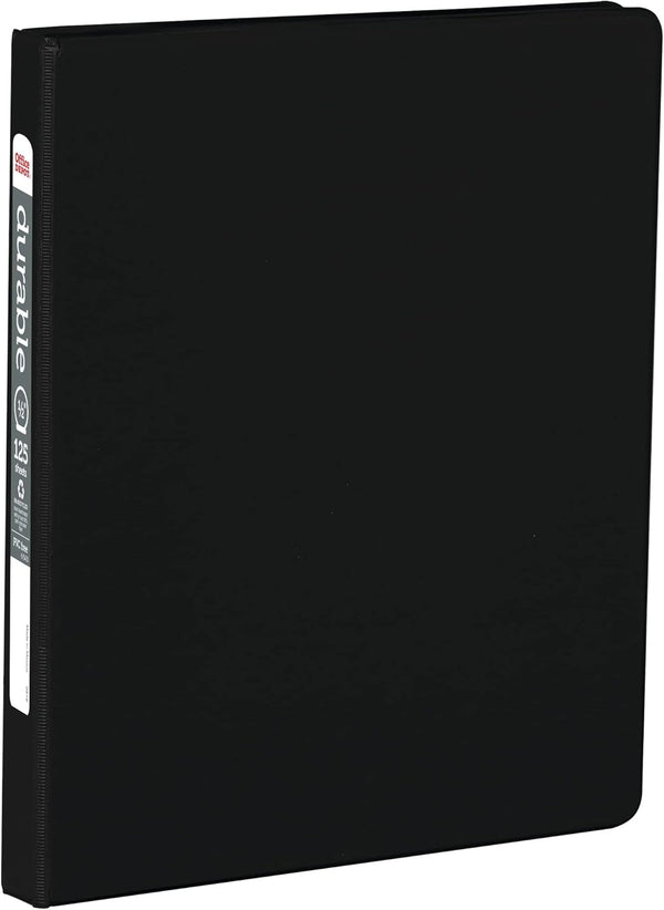OfficeMax Durable Round Ring Binders, 1/2", Black