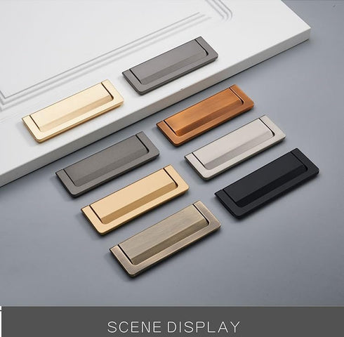 SANCHAKOU 4-Pack 64Mm Zinc Alloy Cabinet Handles Bedside Table Concealed Buckle Flat Handle Sliding Door Drawer Tatami