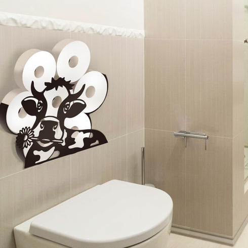 8 WADORN Cow Toilet Paper Holder, Cow Animal Decorative Toilet Paper Storage Extra Rolls Dairy Cow Freestanding