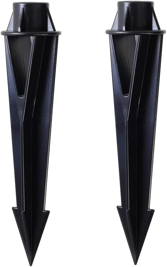 Landscape Lighting Ground Spikes: 1/2" NPT Thread Black Color Stakes for Path Lighting, 2-Pack