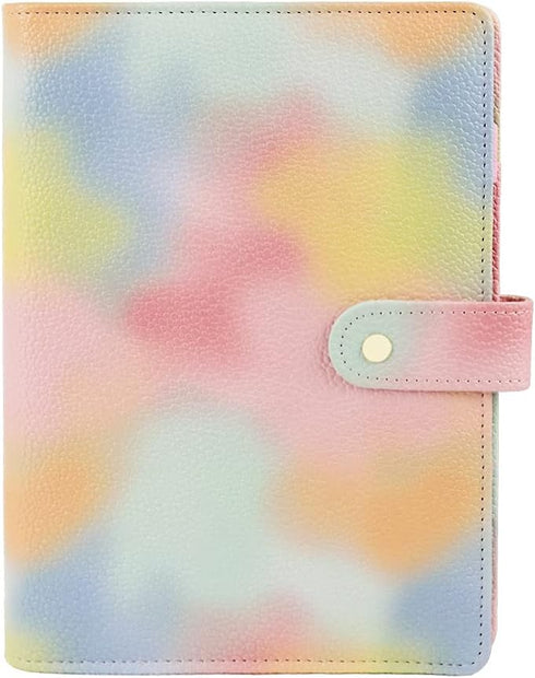 Pink PU Leather Budget Binder Cover for A5 6-Ring Money Organizer, Refillable Loose Leaf Receipt Notebook with Card