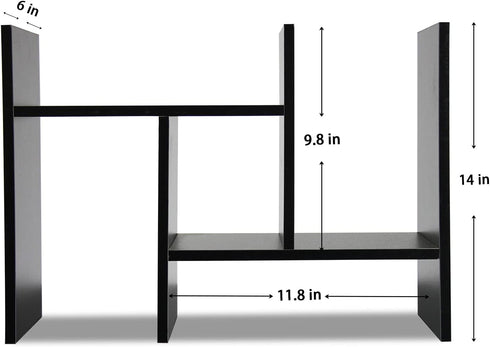 MASAKA B&W Japanese Style Desktop Organizer, Double H Plants Display Shelf, Adjustable Stackable Office Supplies