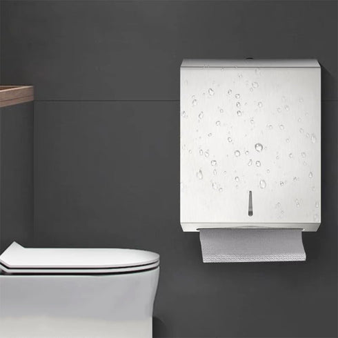 400 Comercial Paper Towel Dispenser Wall Mount, Brushed Stainless Steel Hand Towel Dispenser with Lock, Large Capacity