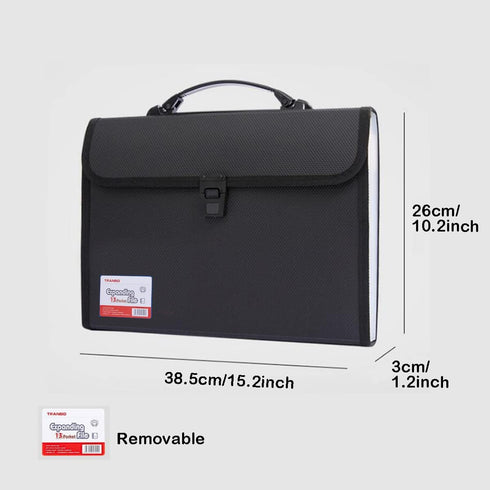 TRANBO Portable Expanding File Folder, Extra Large Legal Size/Foolscap 13 Pockets Accordion Organizer with Handle -
