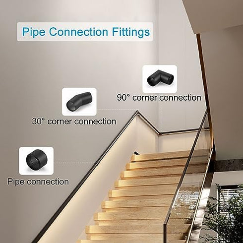 Generic 59" (150cm) Motion Sensor LED Handrail for Indoor Stairs, Sturdy Matte Black Safety Railing, Left Side