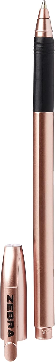 Zebra Pen Z Grip Black Ballpoint Pens, 3 Pack Rose Gold Ballpoint Pens with Triangular Barrel, Medium Point