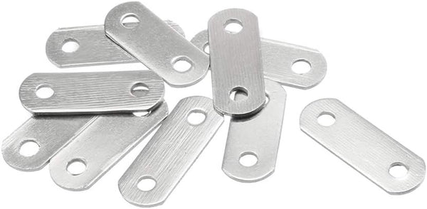 uxcell Repair Plate 22mmx8mm - Flat Fixing Mending Corner Brace Bracket Connector, Pack of 10