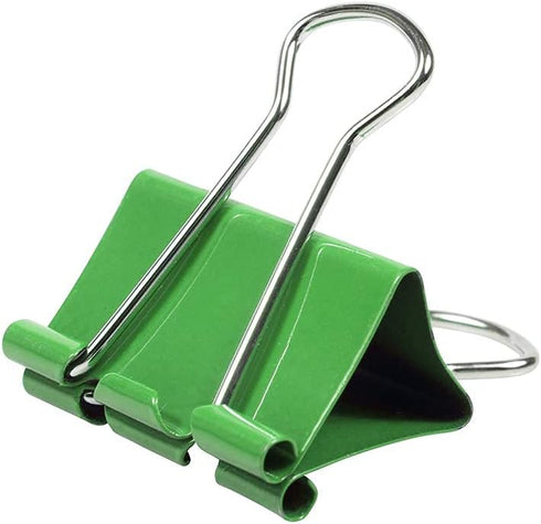 JAM PAPER Colorful Binder Clips - Medium 1 1/4 Inch (32 mm) Green Binderclips, 15 Pack for Office Supplies