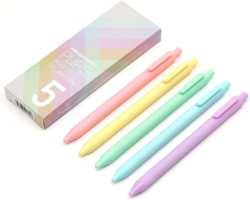 Kaco Pure Retractable Gel Ink Pens, Macarons Colored Ink, 0.5mm Extra Fine Point, 5-Pack
