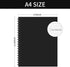 Lined Spiral Notebook A4 Large Black Journal, 8.5" x 11"-4 Pack, 7mm College Ruled, 160 Pages for School Supplies