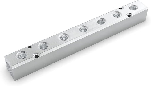 GASHER 1PCS Aluminum 7 Way 9 Port Pneumatic Manifold Air Distribution Block Splitter, 1/4" Output Port