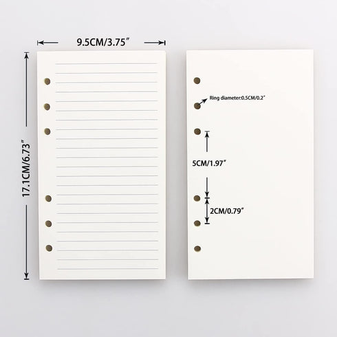 Leather Writing Journal Notebook, A6 Personal Size Traveler's Notebook with Pockets, 6 Ring Binder Planner