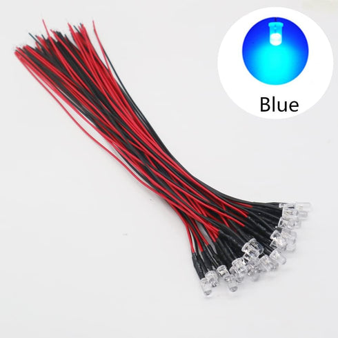 20pcs/lot DC12V F5mm 20cm Round Pre-Wired Water Clear LED Light Lamp Bulb Prewired Emitting Diodes for DIY Home Decoration (RGB Fast) by TOPXCDZ