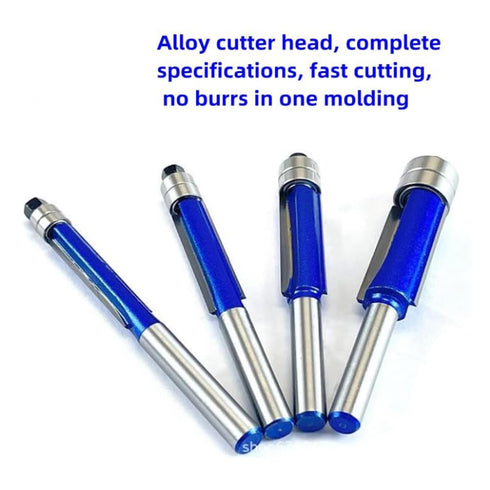 WSDMAVIS 4Pcs/Set Trimming 4PCS 1/4 Sets Biaxial Tool Router Router Bits Shank Flush Trim Top Bearing and Bottom