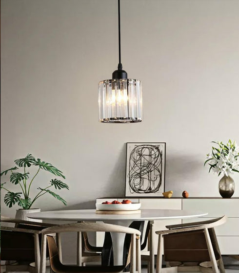Meimond 1 Bulb Crystal Pendant Lights Black Light Cluster Ceiling,Modern Hanging Light Fixture for Kitchen