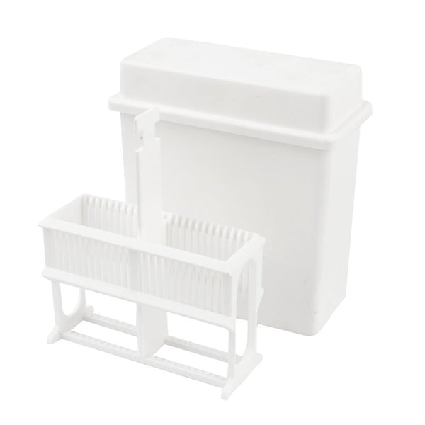 uxcell Plastic Covered 24 Slots Staining Jar Rack - White for Microscope Slides