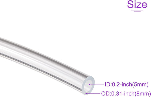 DMiotech 5mm ID 8mm OD Clear PVC Tube - Flexible Transparent Hose for Garden Water, Air, Oil Tube, 2.5m Length