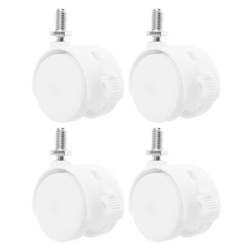 Uonlytech 4pcs 1.5-inch Swivel Caster Wheels with Brake, White Threaded Stem 8x13mm,