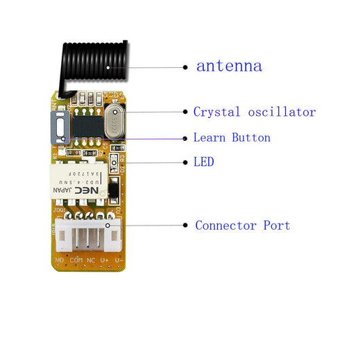 3.3V 3.5V 3.7V 5V 12V 1A 433MHz 433MHz) DC Micro Wireless Remote Control Relay Switch Momentary Low Wide Voltage Load