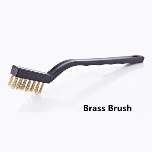 Mini Brass Brushes Set, 9PCS, Curved Handle Scratch Wire Toothbrush for Cleaning Welding Slag and Rust