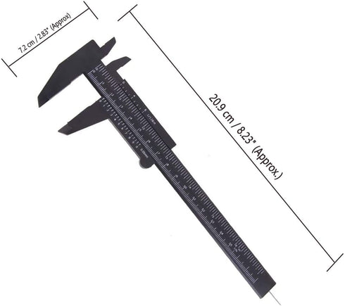 TamBee Plastic Vernier Caliper, 150mm Mini Caliper for School Students, 5PCS Double Scale Jewelry Brow Sliding Gauge