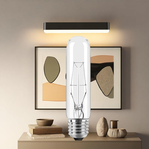 Tiqian 8-Pack 40W T10 Bulbs, White,Dimmable Bulbs E26 2700K, Incandescent LED Light Warm Clear Glass Edison Vintage