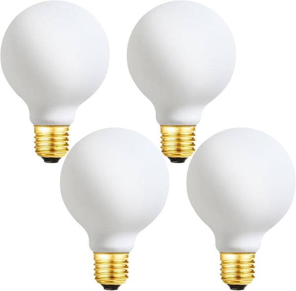 LVYE G25 LED Light Bulb, E26 Base, 6W Dimmable Edison Globe Bulb, 600LM, 4000K Daylight, Outside Frosted Glass, 4 Pack