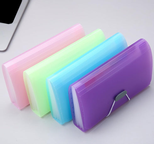 ESUPPORT 4 Pack Mini Accordion File Organizer, 13 Pockets Expanding File Folders for Storage of Invoice Cards, Coupons,
