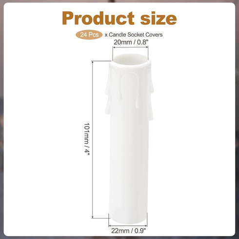 4 Inch 24Pcs E12 Bulb PATIKIL Tall Candle Covers Sleeves, Plastic Chandelier Socket Sleeves Drip Candle Socket Covers