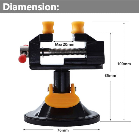 Yakamoz Universal Mini Suction Vise Clamp 360 Degrees Drill Press Vise Table Bench Vice for DIY Jewelry