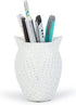 Owl Resin Pen Holder and Makeup Brush Holder, Desk Organizer for Office, School, and Home, White
