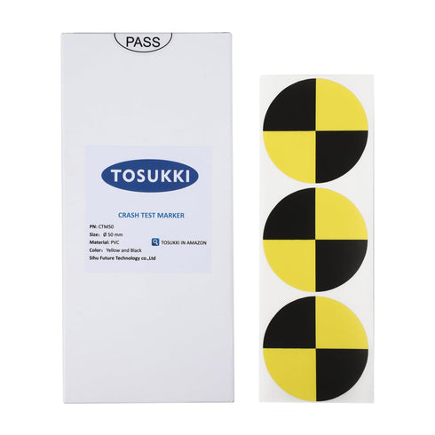 (90 Pcs) TOSUKKI Crash Test Stickers - Reflective Crash Test Targets & Markers (Ø 50 mm)