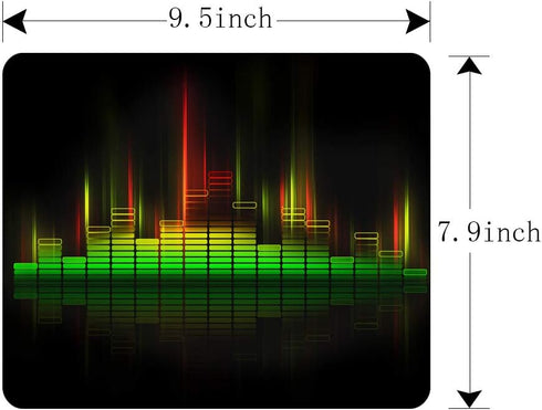 Gaming Mouse Pad Cool Music Equalizer, Non-Slip Rubber Mouse Pad for Computers, Personalized Rectangle 9.5 Inch x 7.9