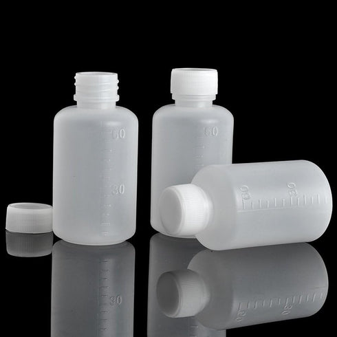 50Pcs 60ml 2oz PE Plastic Empty Small Mouth Graduated Lab Chemical Container Reagent Bottles for Liquid Storage