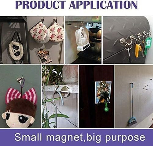 E BAVITE 10 Pack Strong Magnetic Hooks, 22Lbs Neodymium Magnets for Refrigerator, Grill, Towel, Indoor Hanging, Home,