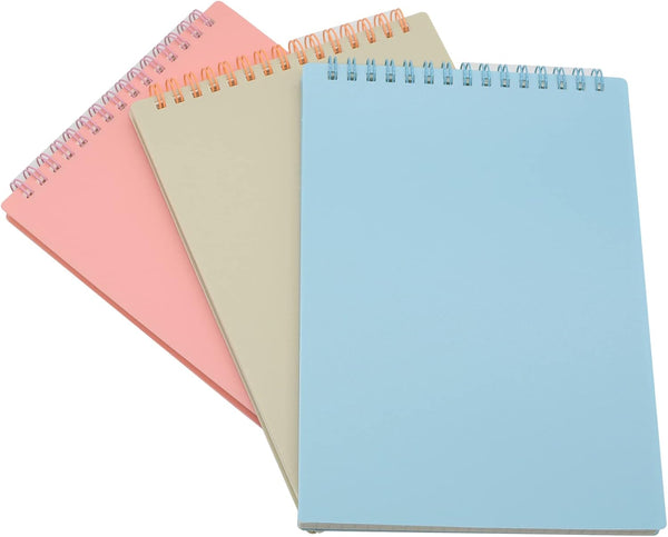 Yansanido 3 Pcs Top Bound Spiral Notebook - A5 Size, 3 Color Thick Plastic Hardcover, 80 Sheets (160 Pages) Journal