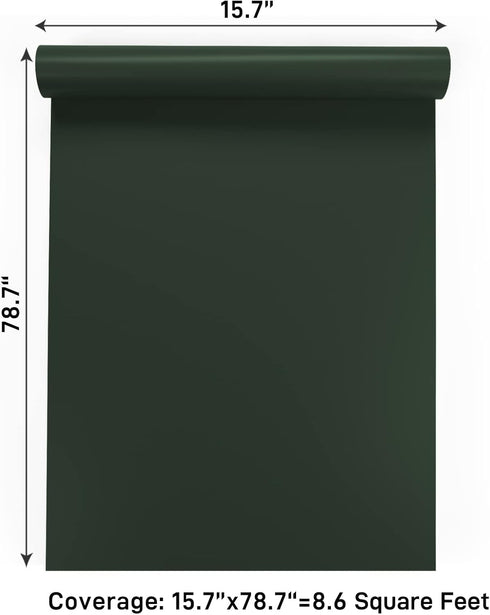 VaryPaper 15.7''x78.7'' Dark Green Contact Paper for Cabinets Waterproof Peel and Stick Wallpaper for Kitchen