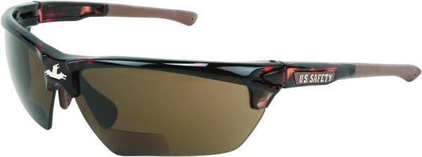 MCR Safety DM13H25BPF Dominator DM3 2.5 Diopter Safety Glasses with Brown Lens