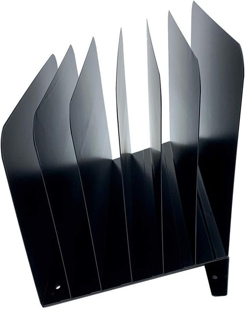Huron Desktop File Organizer, Slant 6 Slot, Black Commercial Grade Steel for Office Storage