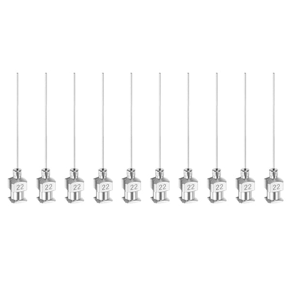 10pcs 22Gauge Stainless Steel Dispensing Needles, 1 1/2" Luer Lock for Thick Liquids and Lab Use