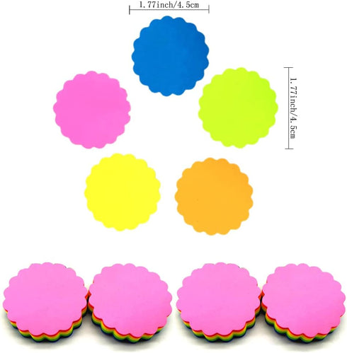 Mini Colorful Sticky Notes lace Round Shaped Sticky Notes Fun Self-Stick Memo Pads Set for Office School (4 Pads 400 Sheets)