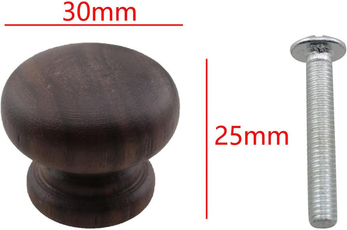 TAODAN 4PCS 1.18x0.98inch Natural Wood Cabinet Knob Simple Walnut Knob Nut Brown Wooden Furniture Knob Drawer Knob