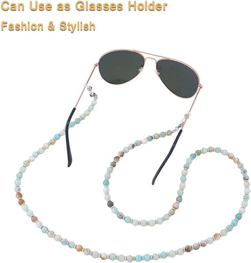 C&L Accessories Lanyard for ID Badges Holder, Beaded Cute Lanyard for Keys, Neck Lanyards for Women (Amazonite Stone)