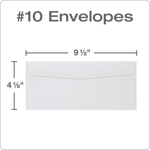 Quality Park #10 Envelopes, Letter Size White Mailing Envelopes, 500/Box, 4-1/8x9-1/2 Inch, Gummed Closure