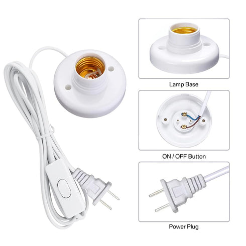 DBKMPZ 15ft E26/ E27 Bulb Light Socket with Cord Light Socket with On/Off Switch Hanging Light Cord Extension